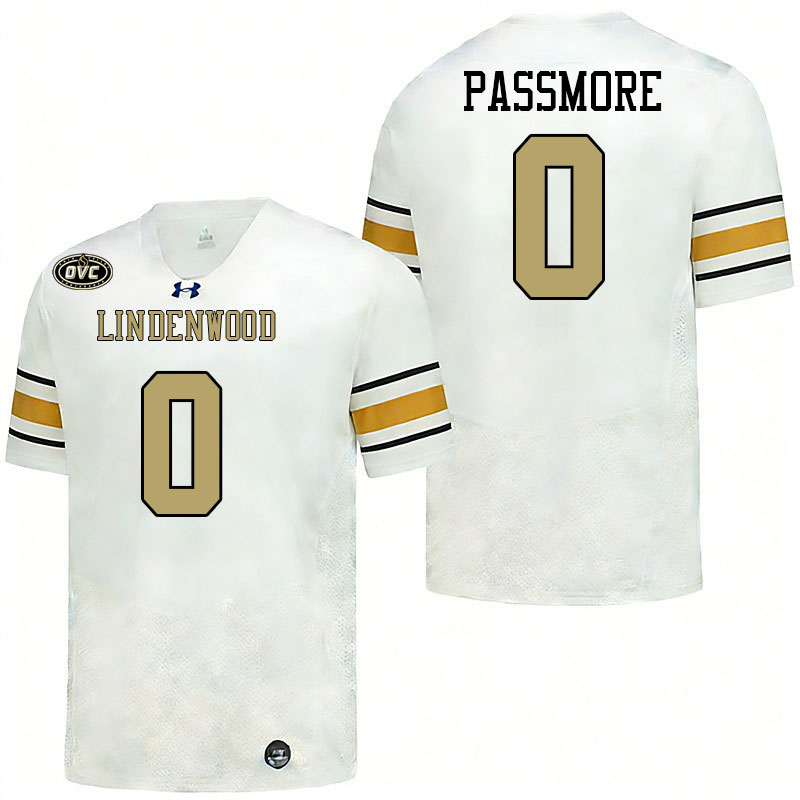 Lindenwood Lions #0 Tajay Passmore College Football Jerseys,Uniforms-White